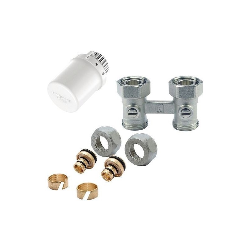 Honeywell kit de robinet thermostatique p.radiateur universal intégré 1/2'-3/4' + racc. 16mm droite TL3095W0DY1536