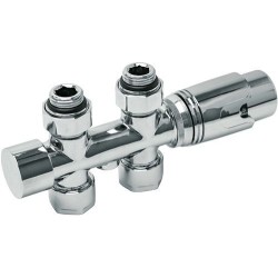 D-DESIGN KIT DE ROBINET RADIATEUR THERMOSTATIQUE BITUBE/MONOTUBE +RACCORD 16MM DROIT CHROME DC1