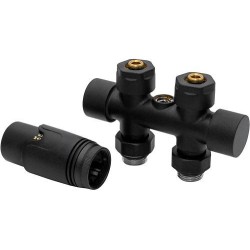 D-DESIGN KIT DE ROBINET RADIATEUR THERMOSTATIQUE BITUBE/MONOTUBE +RACCORD 16MM DROIT NOIR MAT DB1