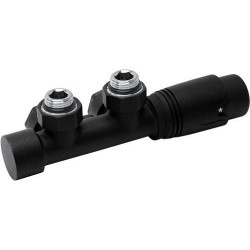 D-DESIGN KIT DE ROBINET RADIATEUR THERMOSTATIQUE BITUBE/MONOTUBE +RACCORD 16MM EQUERRE NOIR MAT DB2