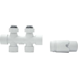 D-DESIGN KIT DE ROBINET RADIATEUR THERMOSTATIQUE BITUBE/MONOTUBE +RACCORD 16MM DROIT BLANC MAT DW1