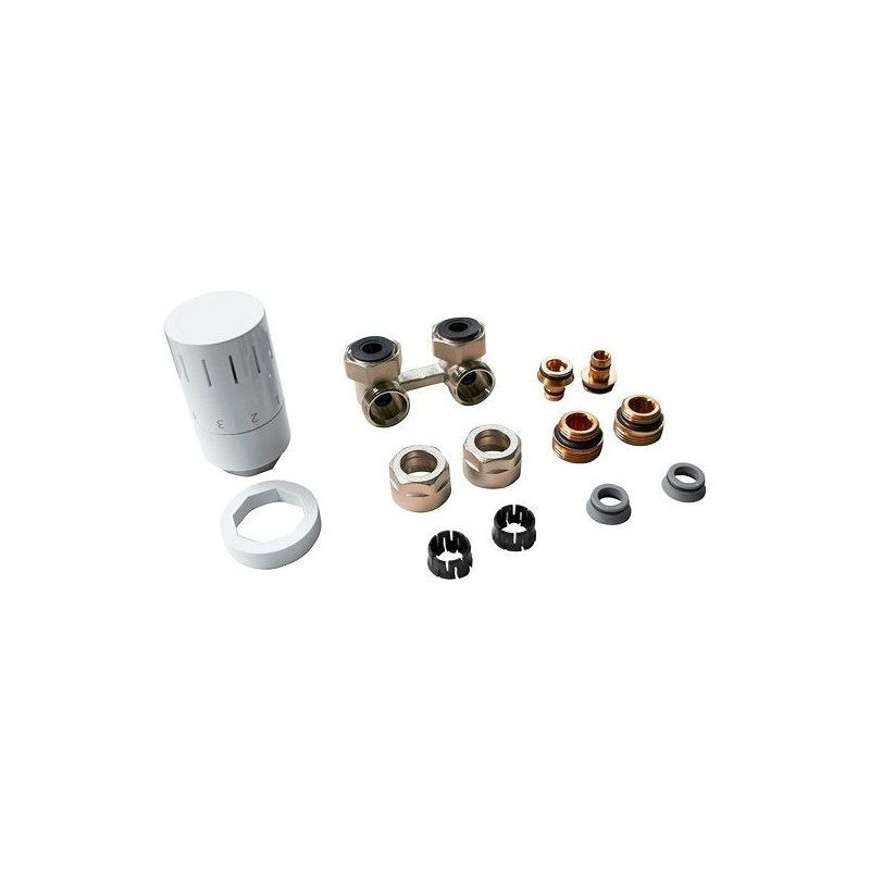KIT DE ROBINET THERMOSTATIQUE DESIGN UNI 8 EQUERRE AVEC RACCORDS 16MM 53110006