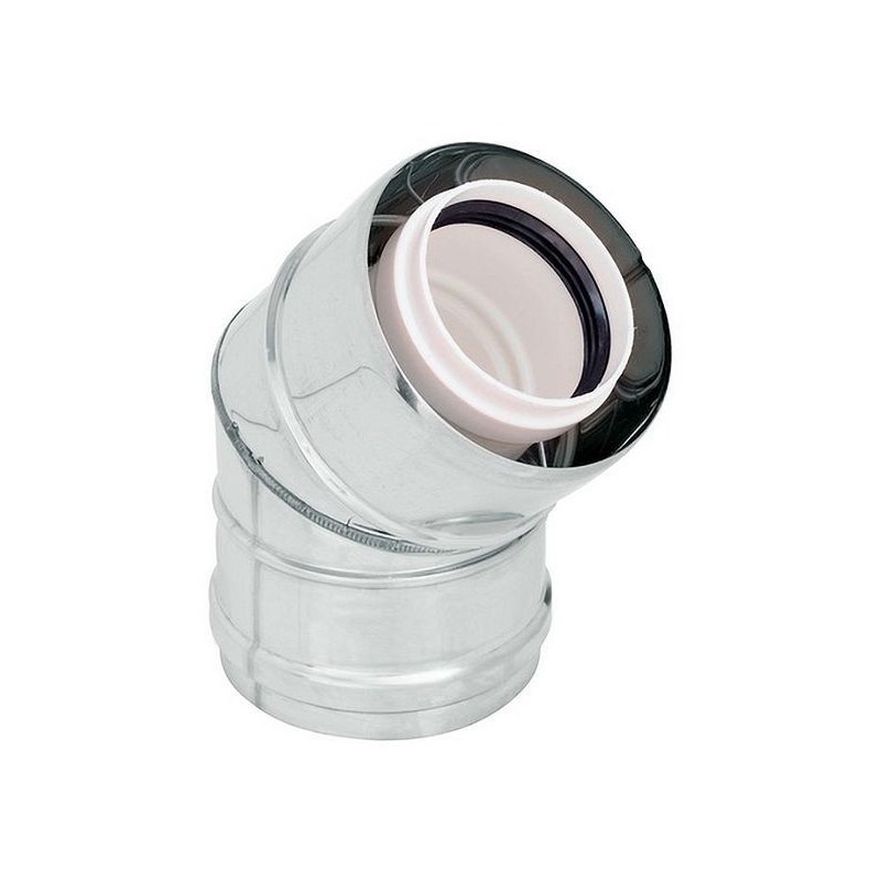 UNIFLOW COUDE CONCENTRIQUE 80/125MM 45° INOX/PP WXPX81245